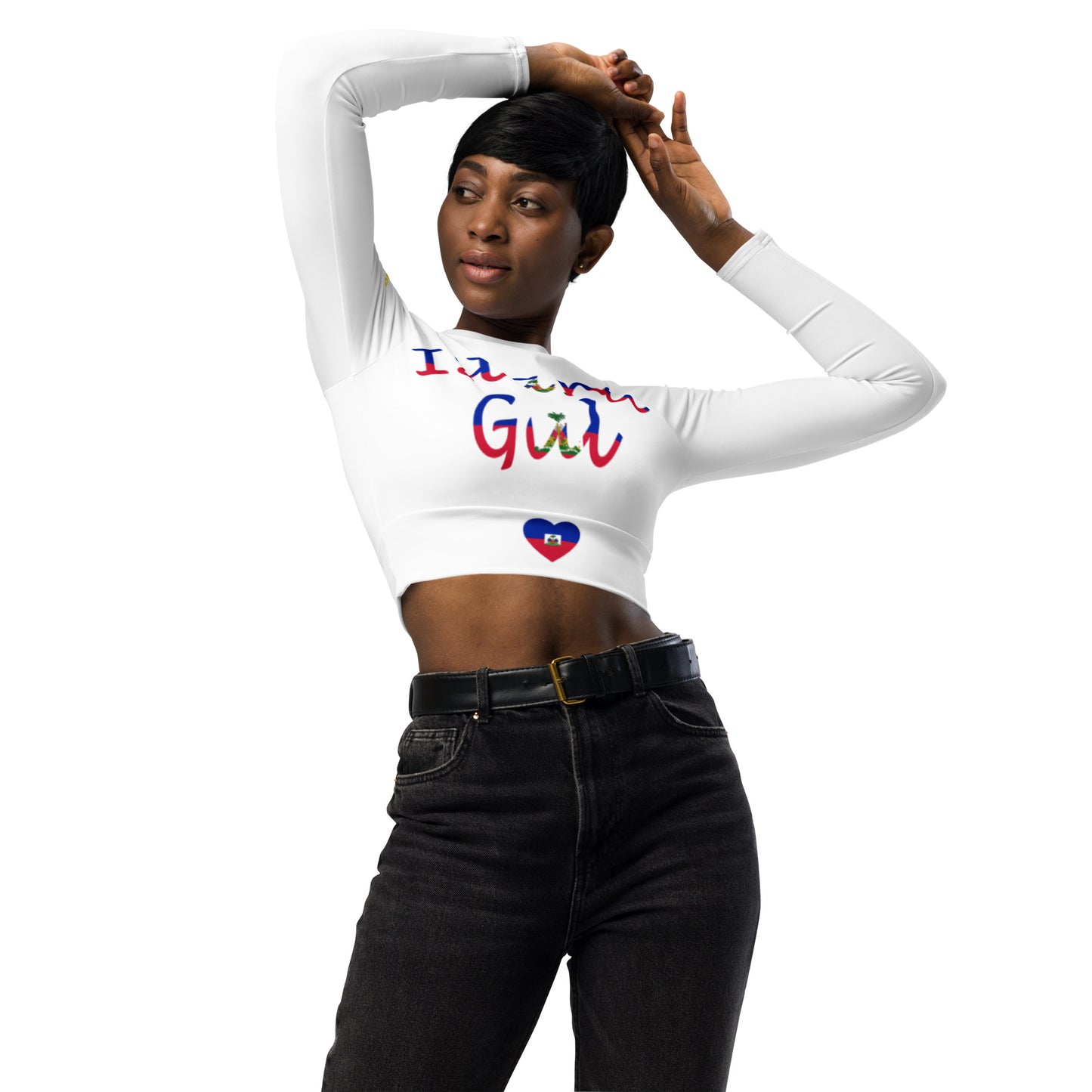 Haiti Island Gal long-sleeve crop top