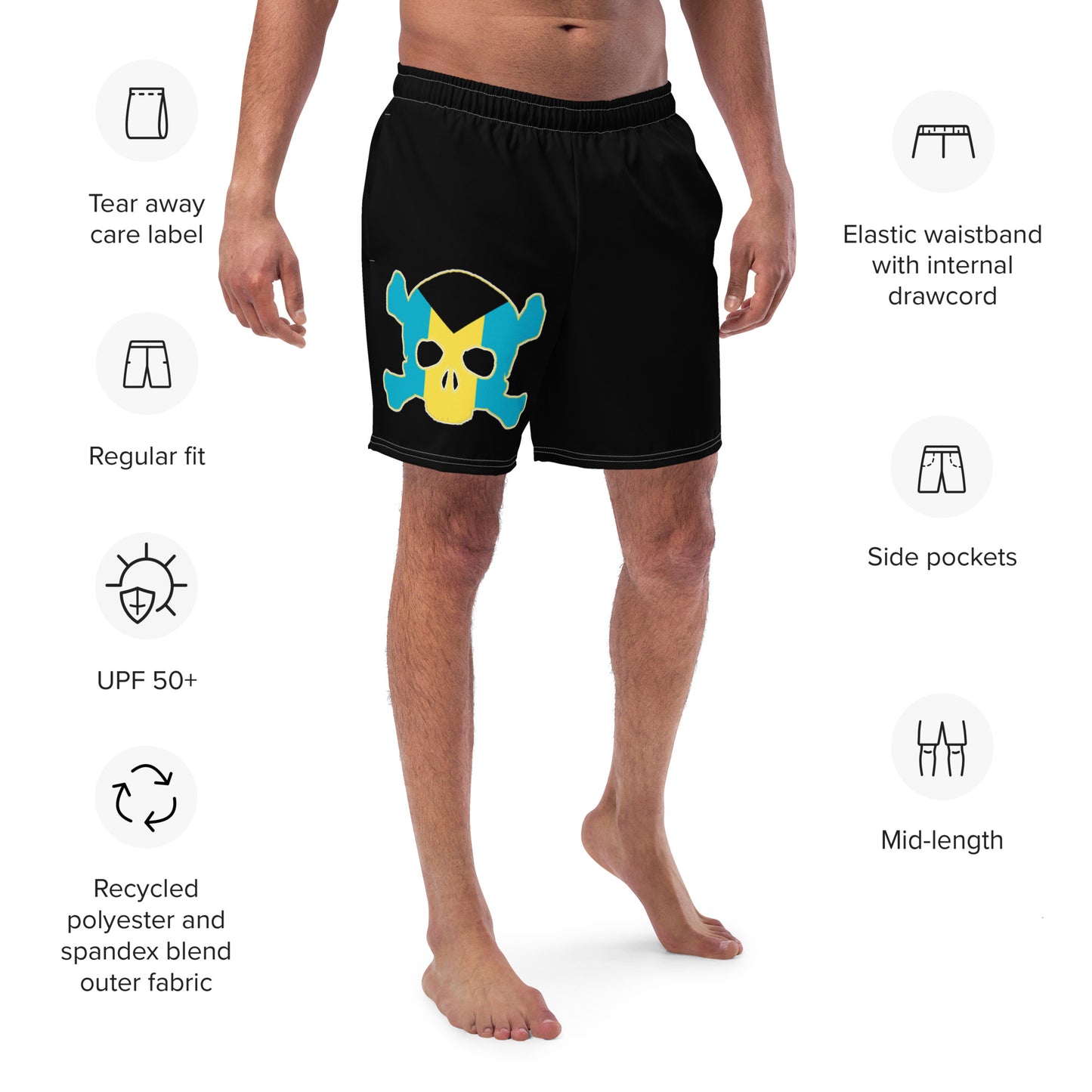 CRXBones Black Men's swim trunks