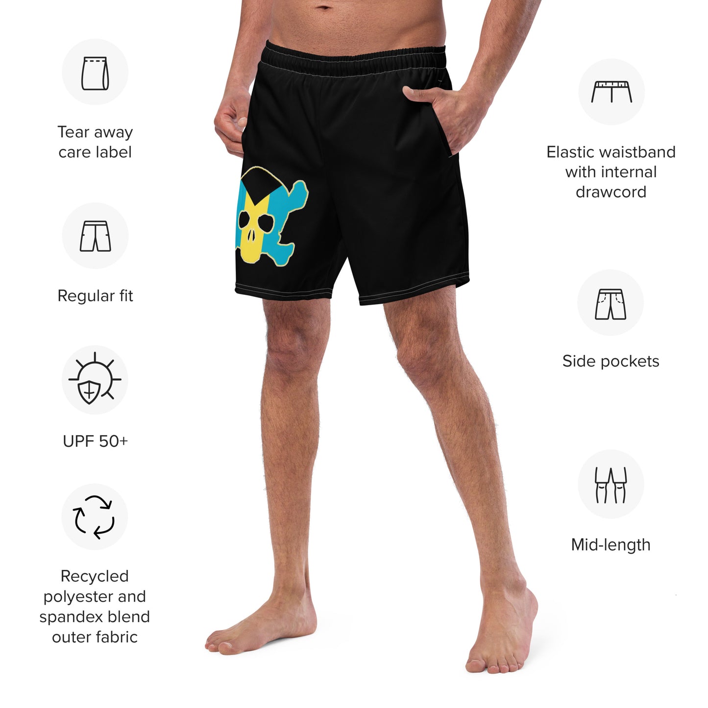 CRXBones Black Men's swim trunks