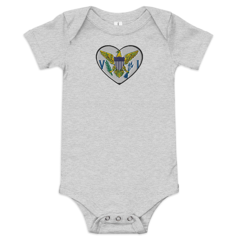 USVI Heart Embroidered short sleeve one piece