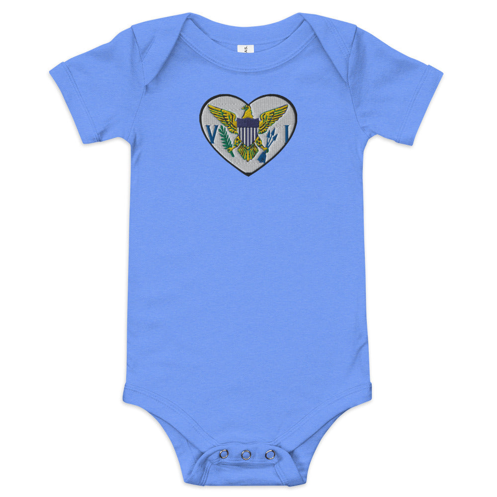 USVI Heart Embroidered short sleeve one piece