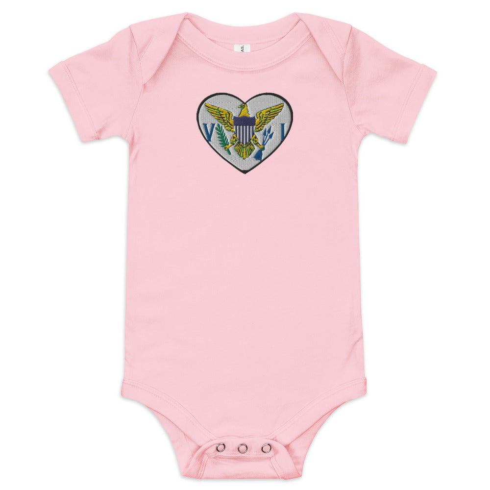 USVI Heart Embroidered short sleeve one piece