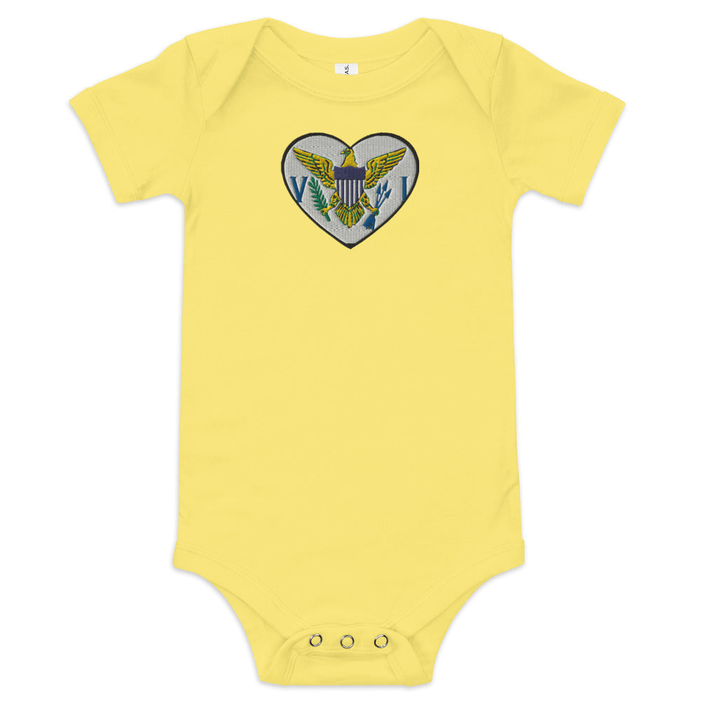 USVI Heart Embroidered short sleeve one piece