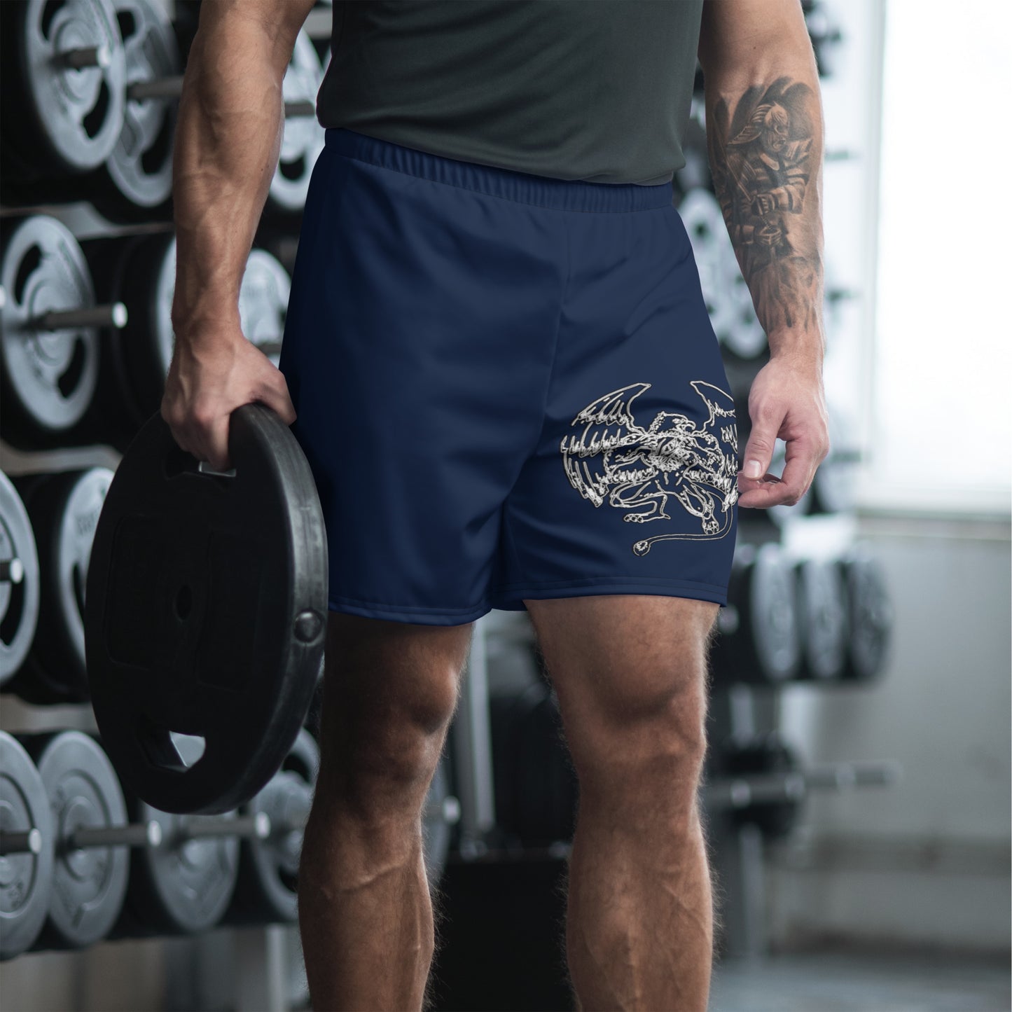 Griff-Fit Navy Blue Athletic Long Shorts